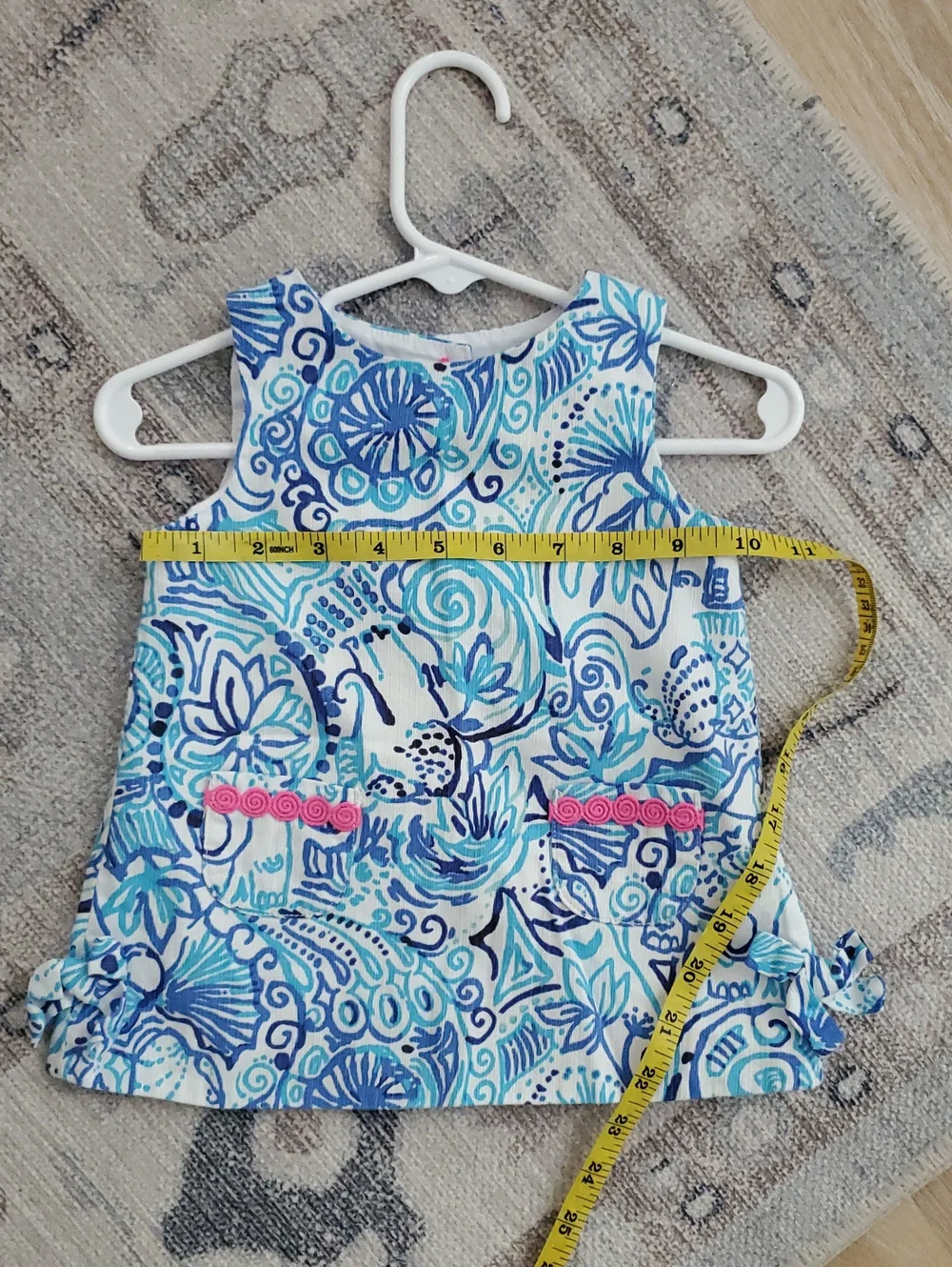 Lilly Pulitzer Baby Girls Blue Coastal Shift Dress Sz6-12m